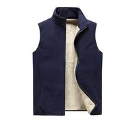 Generisch Giubbotto in pile da uomo pesante per l'inverno, gilet antivento in softshell, gilet di transizione, bodywarmer, gilet full zip con collo alto, caldo, tank top, imbottito, gilet, Blu scuro