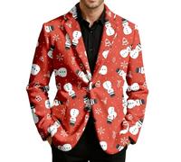 Generisch Giubbotto natalizio da uomo, con blazer a corda, per le vacanze, Xmas, Rot70., XL