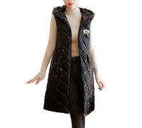 Generisch Giubbotto riscaldante da donna e donna, casual, con gilet con cerniera, senza maniche, giacca lunga, Nero , L