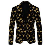 Generisch Giubbotto stampato, abbigliamento festivo, abbigliamento formale, cena elegante per testimoni ed eventi, Nero , XL