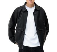 Generisch Giubbotto versatile per il tempo libero Elegante giacca in pelle slim fit per un look alla moda e comfort., Nero , 7XL