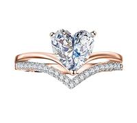 Generisch Gli Anelli Audiolibro Inglese Anello Amore Elegante Geometria Strass Anelli Pieno di Diamanti per Le Donne Taglia 5 11 Anelli Rustici, 7, Metallo