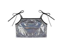 Generisch Glitterante Performance Crop Top per ragazze spettacoli di danza feste festive, Nero , 14-15 Anni