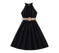 Generisch Gonna a pieghe 146 scollatura sospesa collezione vita abito principessa abito moda outwear pantaloni ragazza, Nero , 11-12 Anni