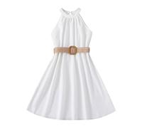 Generisch Gonna a pieghe 146 scollatura sospesa collezione vita abito principessa abito moda outwear pantaloni ragazza, bianco, 7-8 Anni