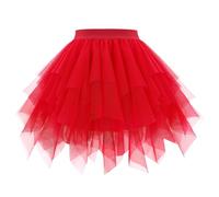 Generisch Gonna a rete multistrato irregolare da donna, ideale per la primavera estate, a vita alta, corta, a forma di uovo, media lunghezza, RD2, L