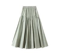 Generisch Gonna alla moda da donna a linea a vita alta casual abbigliamento quotidiano perfetto per la primavera e l'estate, elegante stampa a quadri, versatile e confortevole, verde, Taglia unica