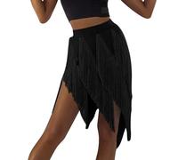 Generisch Gonna da ballo latino da donna 2023 Spell Gonna con nappe multistrato Pratica standard nazionale, Nero , L