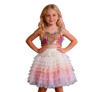 Generisch Gonna da danza per bambine, con volant, patchwork, Colore: rosa., 2-3 Anni