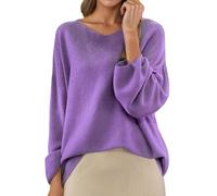 Generisch Gonna in tulle da donna in stile retrò, leggera, a maniche lunghe, con scollo profondo, per il tempo libero, elastica, comoda, morbida, basic, elegante, Lilla, XL