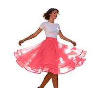 Generisch Gonna in tulle, da donna, rosa e rosa, sottogonna a forma di angelo, in tulle, per ballo, gonna lunga 50, gonna midi e taglie grandi, linea ad A, per ragazze