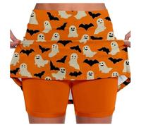 Generisch Gonna invernale da donna, lunghezza al ginocchio, per Halloween, Mid Rise Culottes, da donna, in due pezzi, con tasche, in tulle, Colore: arancione., L