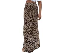 Generisch Gonna lunga da donna con motivo leopardato alla moda per un abbigliamento elegante quotidiano in primavera estate, marrone, M