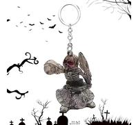 Generisch Goth, portachiavi in argento antico, con teschio, portachiavi da donna, per moto, per uomo e donna, portachiavi per borse, cellulare, Scheletro di tartaruga cavalcando, Siehe Beschreibung