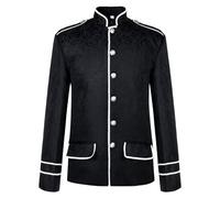 Generisch Gothic Blazer, costume da principe steampunk frack, giacca da abito medievale, stile vittoriano, stile retrò, casual, casual, da uomo, per il tempo libero, Nero , S