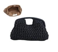 Generisch Grande pochette da donna in paglia, borsa estiva, borsa a tracolla leggera alla moda per vacanze al mare, paglia grossa nera