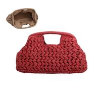 Generisch Grande pochette da donna in paglia, borsa estiva, borsa a tracolla leggera alla moda per vacanze al mare, Colore: rosso