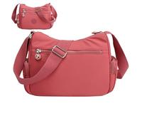 Generisch Grandi borse a tracolla da donna in nylon impermeabile con cerniera organizer multitasche per viaggi, scuola e attività all'aperto, Colore: rosa., descrizione