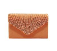 Generisch Grandi pochette da donna per la sera, raso, gioielli da sposa, diamante, ballo, busta, borse intrecciate da donna, Colore: arancione., taglia unica