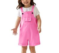 Generisch Graziosa salopette per ragazze, tinta unita, comoda tuta per bambini, per scuola, gite, feste, adatta dai tre ai quattordici anni, Colore: rosa., 13-14 Anni