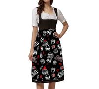 Generisch Grembiule da donna 2026, accessorio per feste della birra, costume tradizionale, grembiule da cucina con divertente stampa birra, per gastronomia, tempo libero, eventi, Nero , M