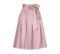 Generisch Grembiule lungo per Dirndl, con cintura, lunghezza al ginocchio, tinta unita, in raso, vintage, lucido, elegante, perfetto per l'Oktoberfest, Colore: rosa., L