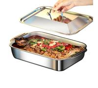 Generisch Griglia con coperchio in acciaio , per grigliare, adatta per carne, pesce e cucinare, barbecue, campeggio, cuocere e barbecue all'aperto