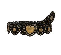 Generisch Guanti da donna set festival diva cintura in vita con cuore punk metallo accessori moda per guardaroba donna sciarpa inverno donna, Nero , Taglia unica