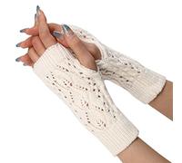 Generisch Guanti in gomma, guanti caldi, antivento, elastici, SMS, guanti neri, da donna, con imbottitura calda, set di accessori (bianco, taglia unica)