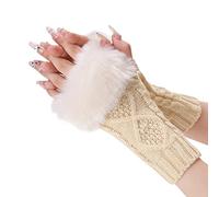 Generisch Guanti invernali da uomo, guanti invernali da donna, guanti caldi, antivento, elastici, SMS, guanti termici, colore beige, taglia unica