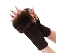 Generisch Guanti invernali da uomo per donna, guanti caldi, antivento, elastici, SMS, guanti termici, colore caffè, taglia unica