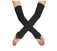 Generisch Guanti neri da donna touch screen elastico guantino traforato Red Opera guanti da donna a maniche lunghe (nero, taglia unica)