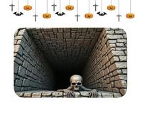 Generisch Halloween 3D Teschio Foro Tappeto Antiscivolo Trappola Visuale | L'accattivante illusione di teschio 3D con retro antiscivolo per una buona decorazione di Halloween per l'ingresso o il