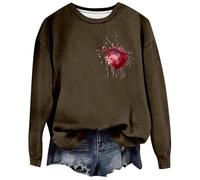 Generisch Halloween, abbigliamento sportivo da donna, divertente con lettere, a maniche lunghe, per Halloween, maglione da donna, marrone, S