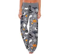 Generisch Halloween costume cosplay halloween pigiameria donna carino pantaloni a gamba larga casual comodi larghi con coulisse vita alta pantaloni palazzo, grigio., XL