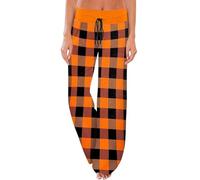 Generisch Halloween costume cosplay halloween pigiameria donna carino pantaloni a gamba larga casual comodi larghi con coulisse vita alta pantaloni palazzo, Colore: arancione., S