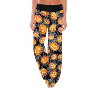 Generisch Halloween costume cosplay halloween pigiameria donna carino pantaloni a gamba larga casual comodi larghi con coulisse vita alta pantaloni palazzo, Nero , S