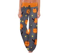 Generisch Halloween costume cosplay halloween pigiameria donna carino pantaloni a gamba larga casual comodi larghi con coulisse vita alta pantaloni palazzo, grigio scuro, XL