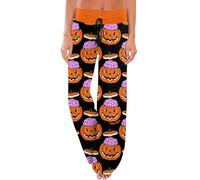 Generisch Halloween costume cosplay halloween pigiameria donna carino pantaloni a gamba larga casual comodi larghi con coulisse vita alta pantaloni palazzo, Lilla, L