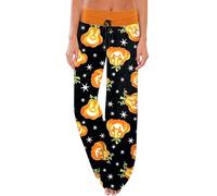 Generisch Halloween costume cosplay halloween pigiameria donna carino pantaloni a gamba larga casual comodi larghi con coulisse vita alta pantaloni palazzo, Blu scuro, XL