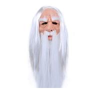 Generisch Halloween White Hair Wizard Santa Claus Cosplay Mask Headwear Christmas Grandpa Latex Cosplay Mask Horror Headwear for Halloween Carnival Costume Party Props
