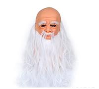 Generisch Halloween White Hair Wizard Santa Claus Cosplay Mask Headwear Christmas Grandpa Latex Cosplay Mask Horror Headwear for Halloween Carnival Costume Party Props