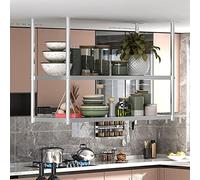 Generisch Hanging Wine Rack - Stainless Steel Shelf for Ceiling - Durable Cutlery and Plant Stand - Ideal for Bar, Kitchen, Cafe - 304 Stainless Steel Construction
