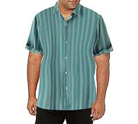 Generisch Hawaii Camicia estiva da uomo a righe Dune, leggera, a maniche corte, per lavoro, estiva, casual, da bowling, da trekking, a maniche corte, per il tempo libero, Blu, 5XL