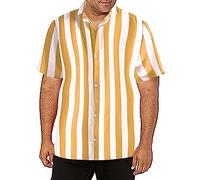 Generisch Hawaii Camicia estiva da uomo a righe Dune, leggera, a maniche corte, per lavoro, estiva, casual, da bowling, da trekking, a maniche corte, per il tempo libero, cachi, XL