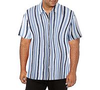 Generisch Hawaii Camicia estiva da uomo a righe Dune, leggera, a maniche corte, per lavoro, estiva, casual, da bowling, da trekking, a maniche corte, per il tempo libero, bianco, 3XL