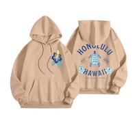 Generisch Hawaiian Letter Stampato, Felpa con cappuccio con cappuccio, casual, 48, da donna, cachi, M