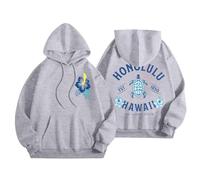 Generisch Hawaiian Letter Stampato, Felpa con cappuccio con cappuccio, casual, 48, da donna, grigio., XXL