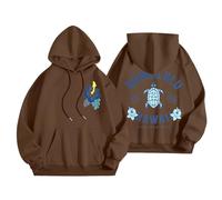 Generisch Hawaiian Letter Stampato, Felpa con cappuccio con cappuccio, casual, 48, da donna, marrone, M