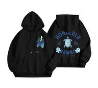 Generisch Hawaiian Letter Stampato, Felpa con cappuccio con cappuccio, casual, 48, da donna, Nero , S